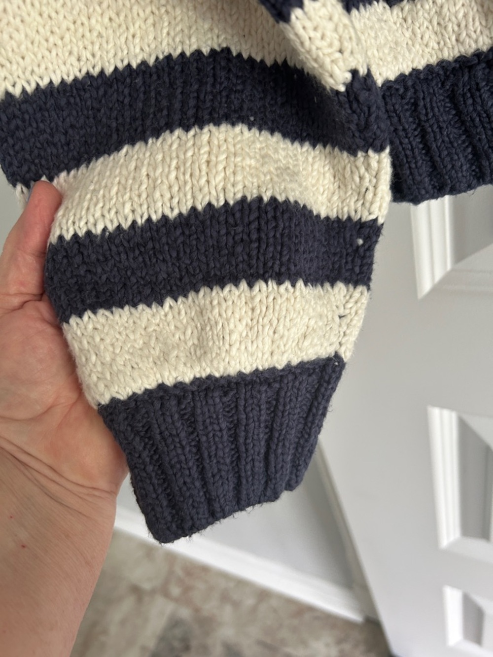 Anthropologie Nation Los Angeles Tessa Marine‎ stripe cotton Cardigan small - Picture 4 of 10